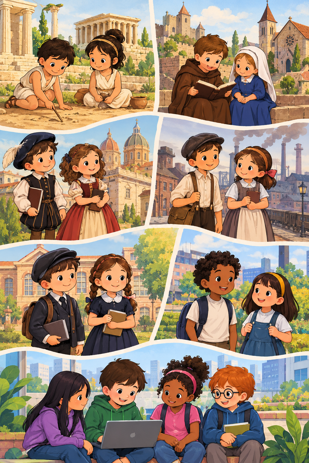 Niños y niñas aprendiendo juntos